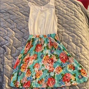 Sweet bright sundress with floral skirt